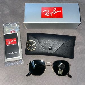 Ray-Ban Hexagonal Sunglasses with classic green lenses. Brand new in box.